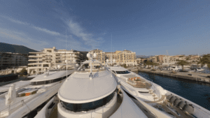 Luxury yacht docking a port